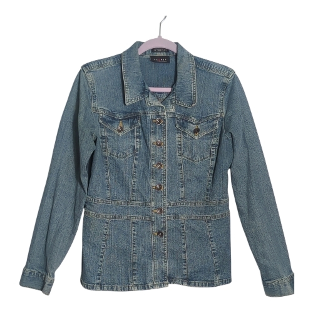 Axcess large Button Up Babydoll Fitted Denim Jacket Y2K 90's Indie Cottagecore
